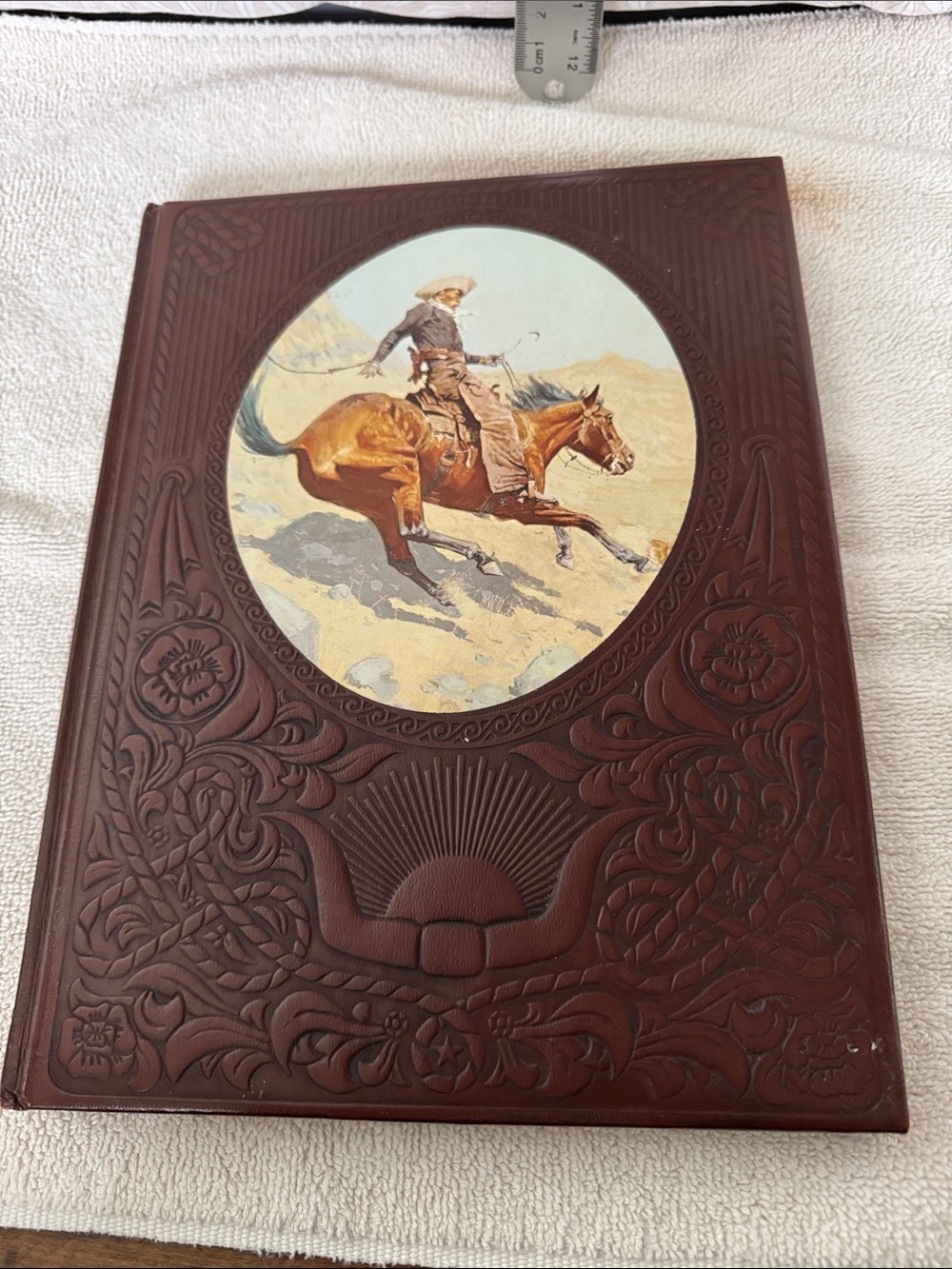 Decorative Brown Western Leatherbound Coffee Table Book